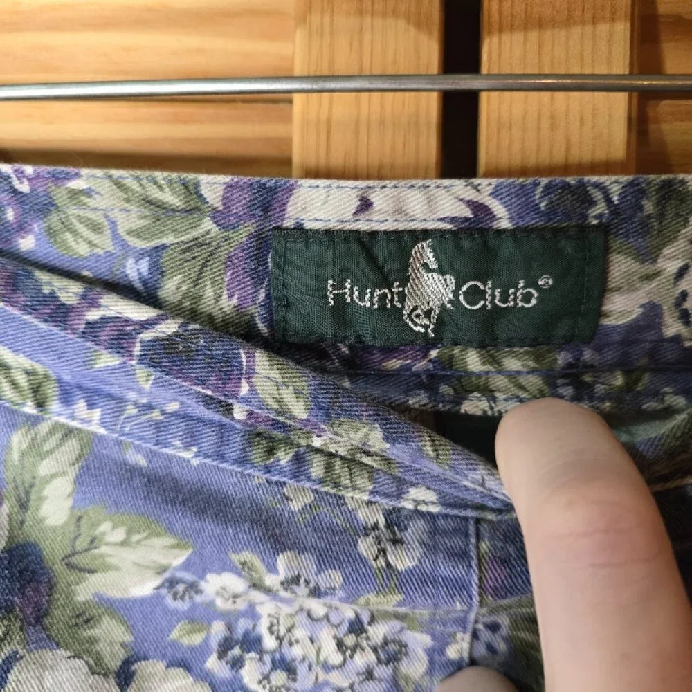 Hunt Club Vintage Denim Midi Floral Skirt, Size 16
